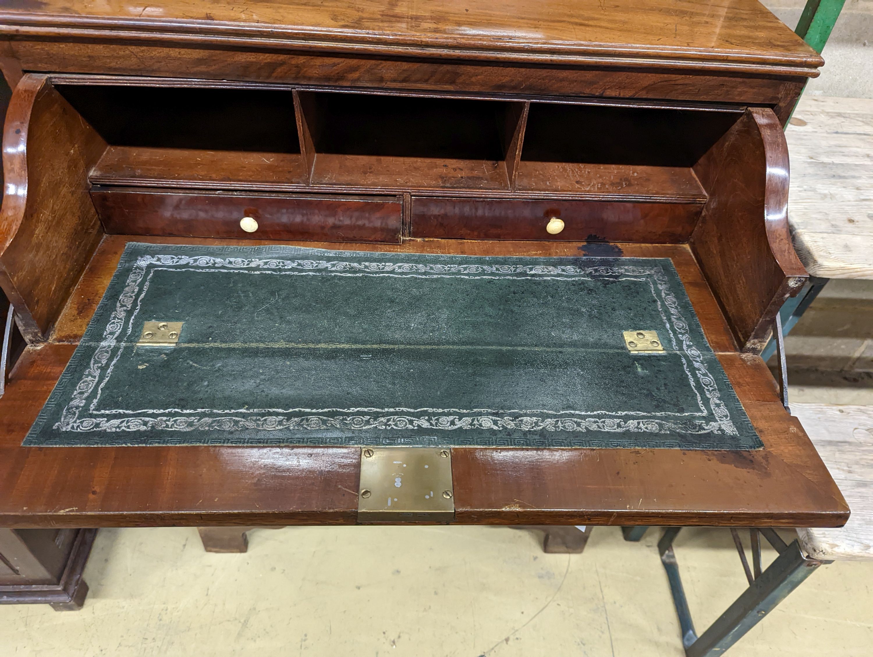 A George IV narrow mahogany secretaire bookcase, width 77cm, depth 48cm, height 207cm